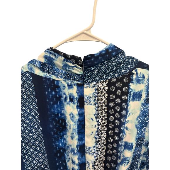 Chico’s Womens Maxi Dress Size Medium Blue Patchwork Americana Boho Office Work - Picture 6 of 8